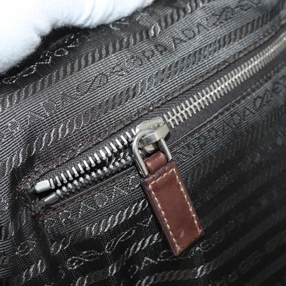 PRADA Suitcase Nylon Leather Navy Brown Auth yk14443