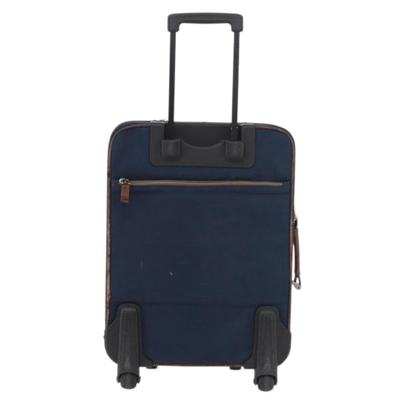PRADA Suitcase Nylon Leather Navy Brown Auth yk14443