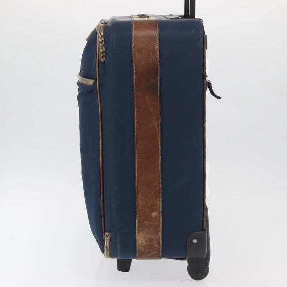 PRADA Suitcase Nylon Leather Navy Brown Auth yk14443