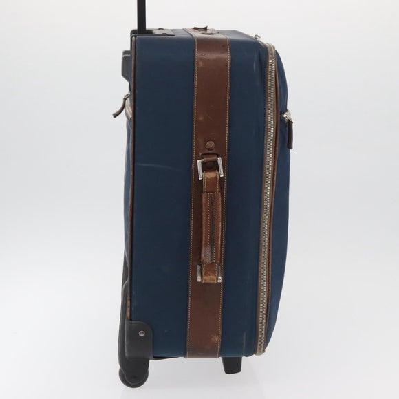 PRADA Suitcase Nylon Leather Navy Brown Auth yk14443