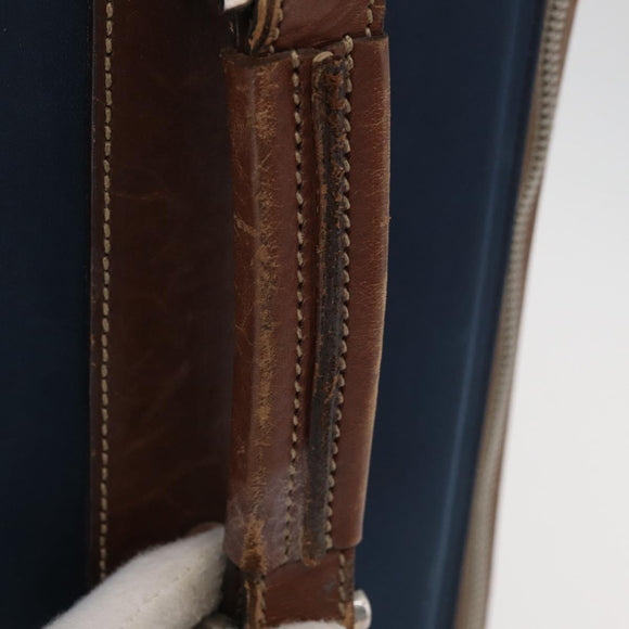 PRADA Suitcase Nylon Leather Navy Brown Auth yk14443