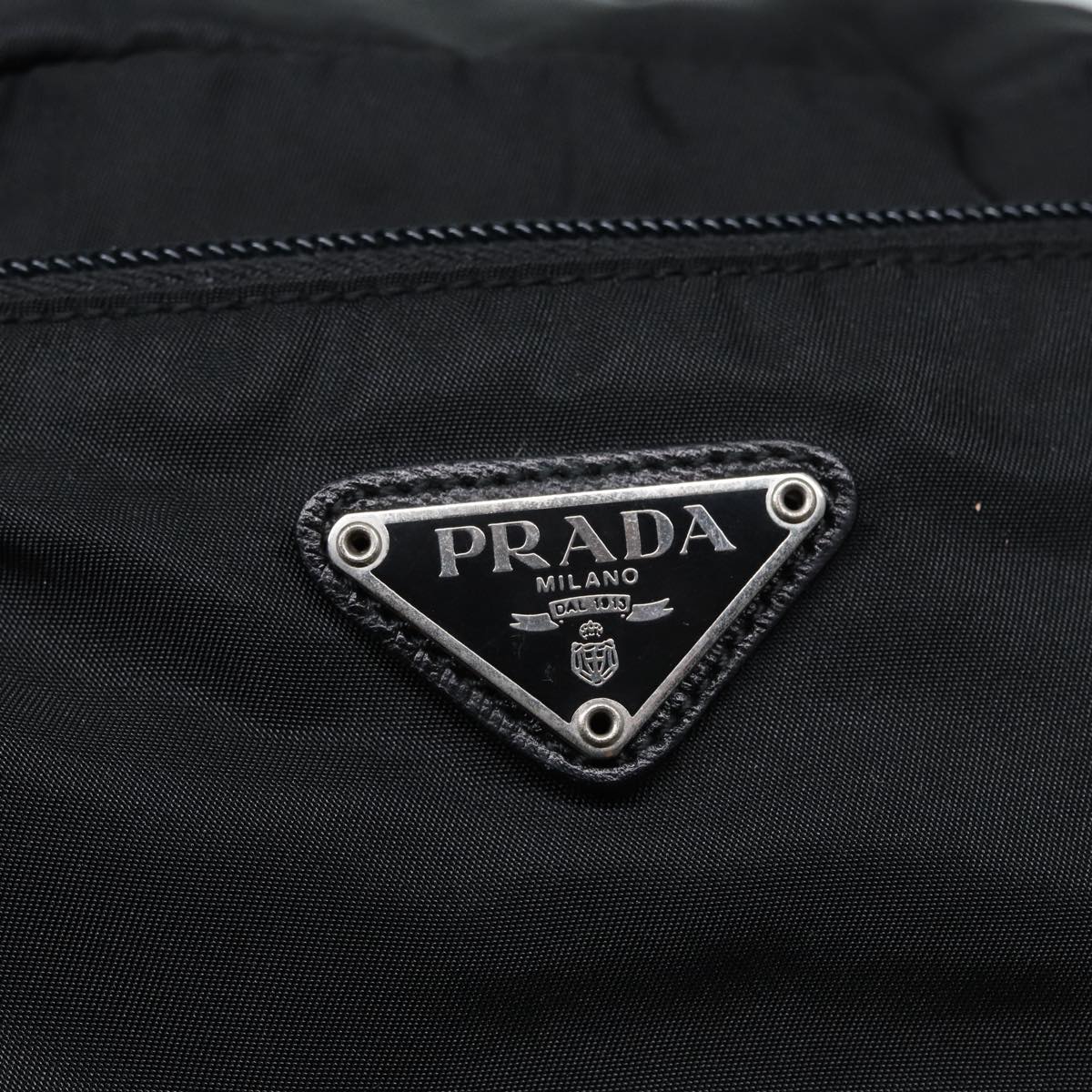 PRADA Clutch Bag Nylon Black Silver Auth yk14452