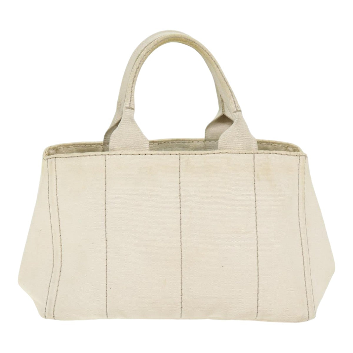 PRADA Canapa MM Hand Bag Canvas Beige Gold Auth yk14457 - 0