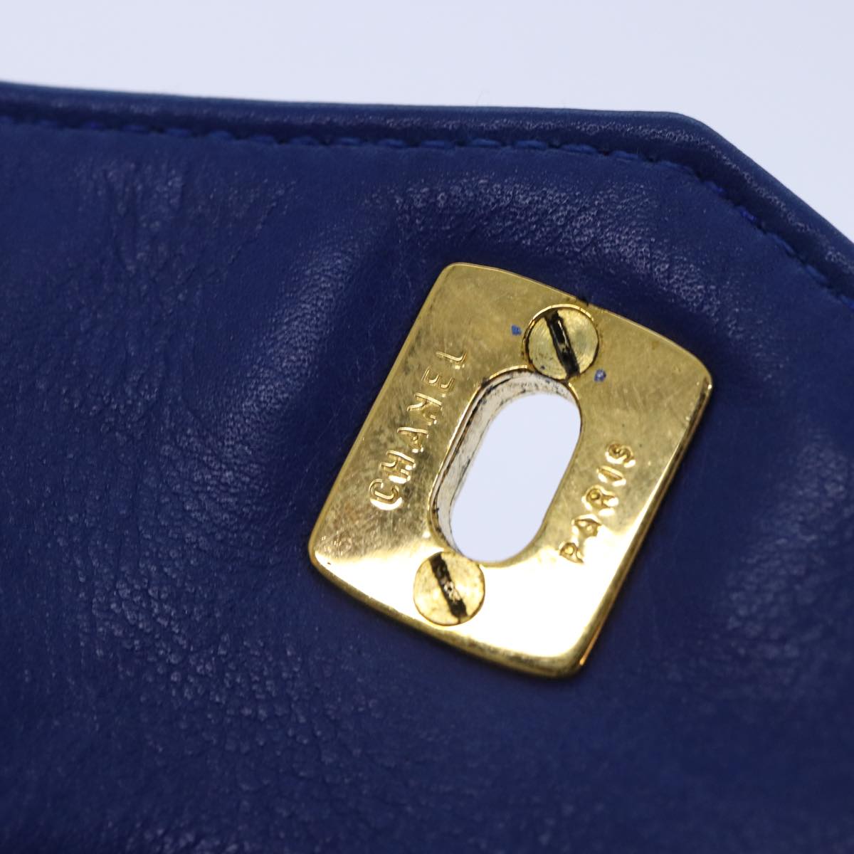 CHANEL Matelasse Waist bag Leather Blue Gold CC Auth yk14459