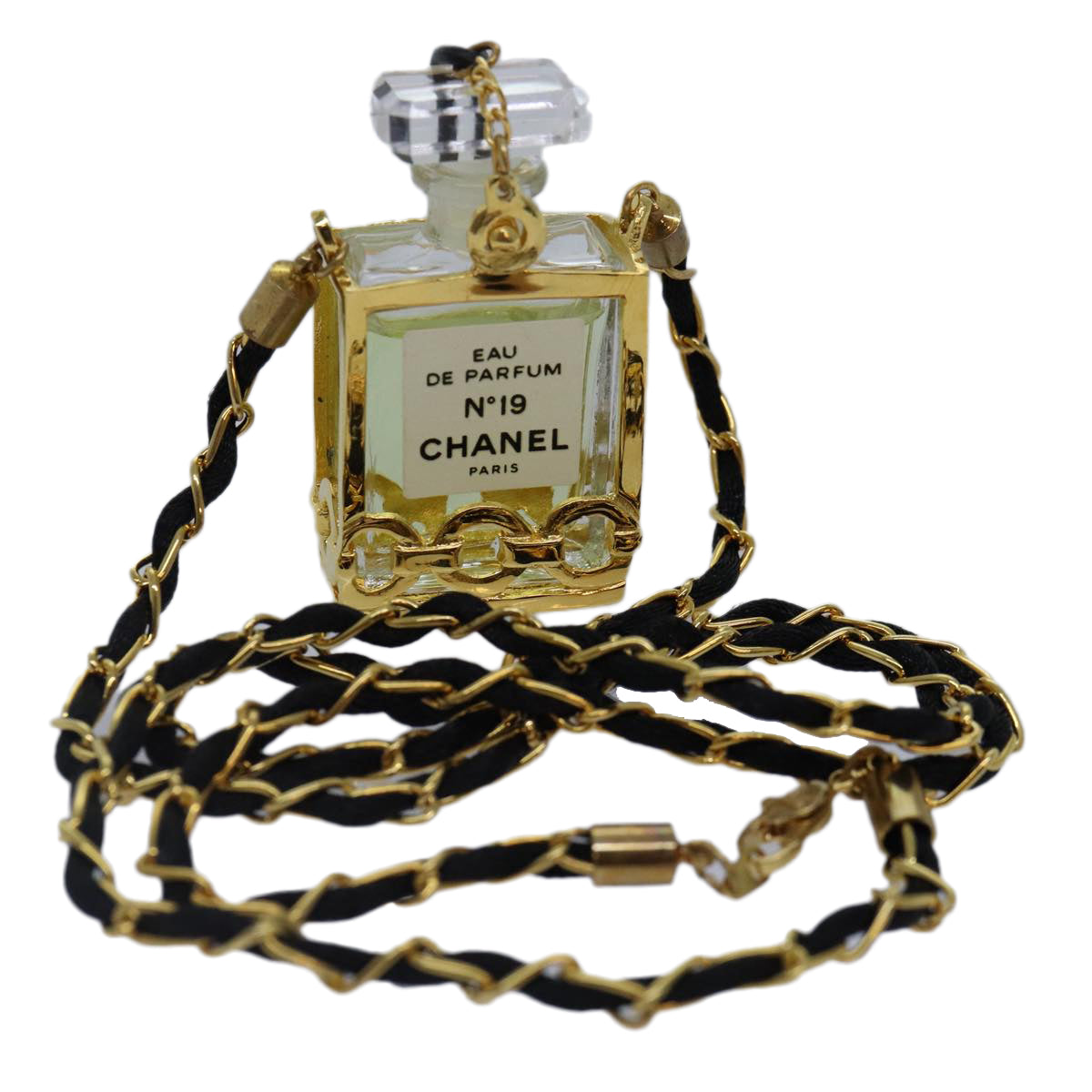 CHANEL perfume Necklace metal Gold CC Auth yk14460