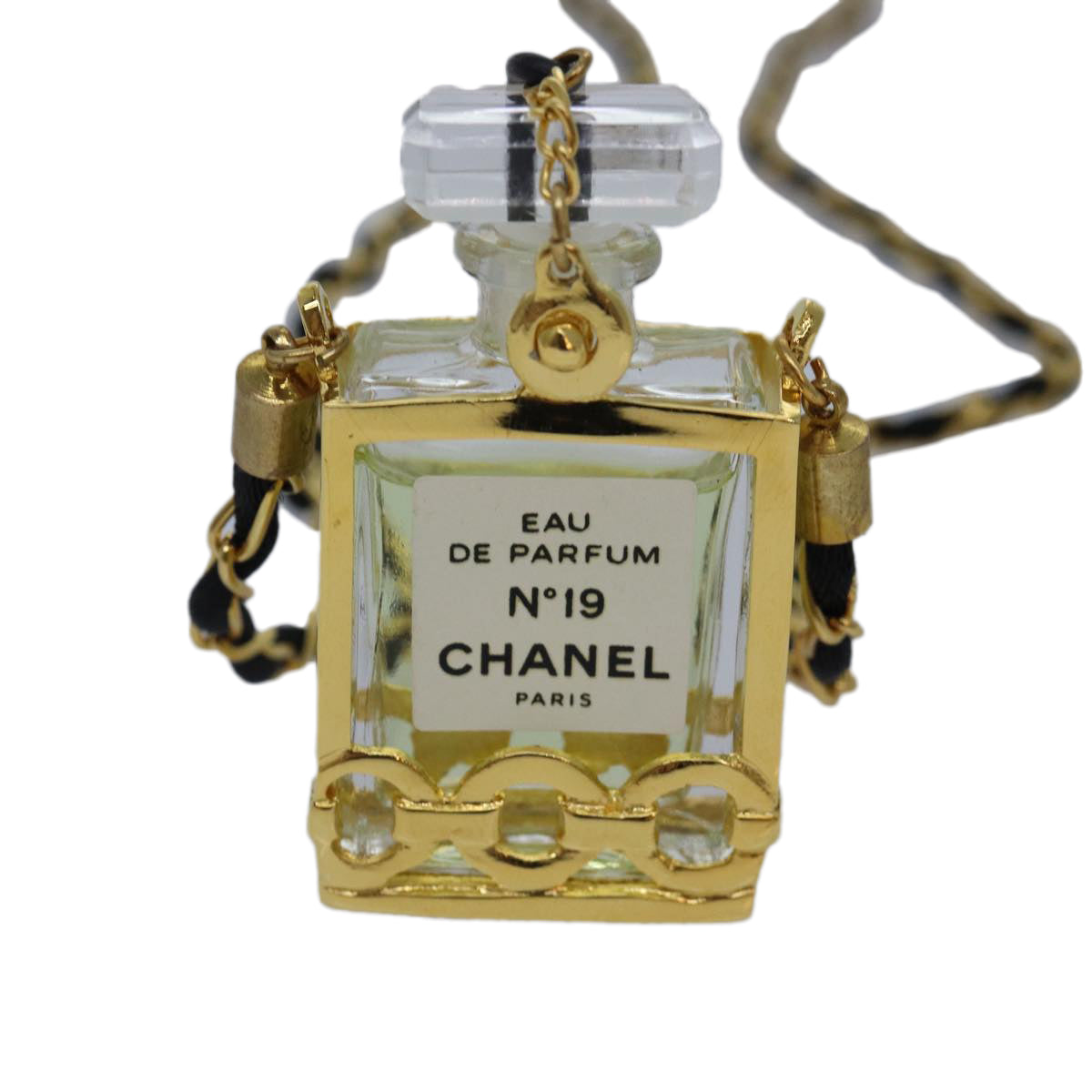 CHANEL perfume Necklace metal Gold CC Auth yk14460