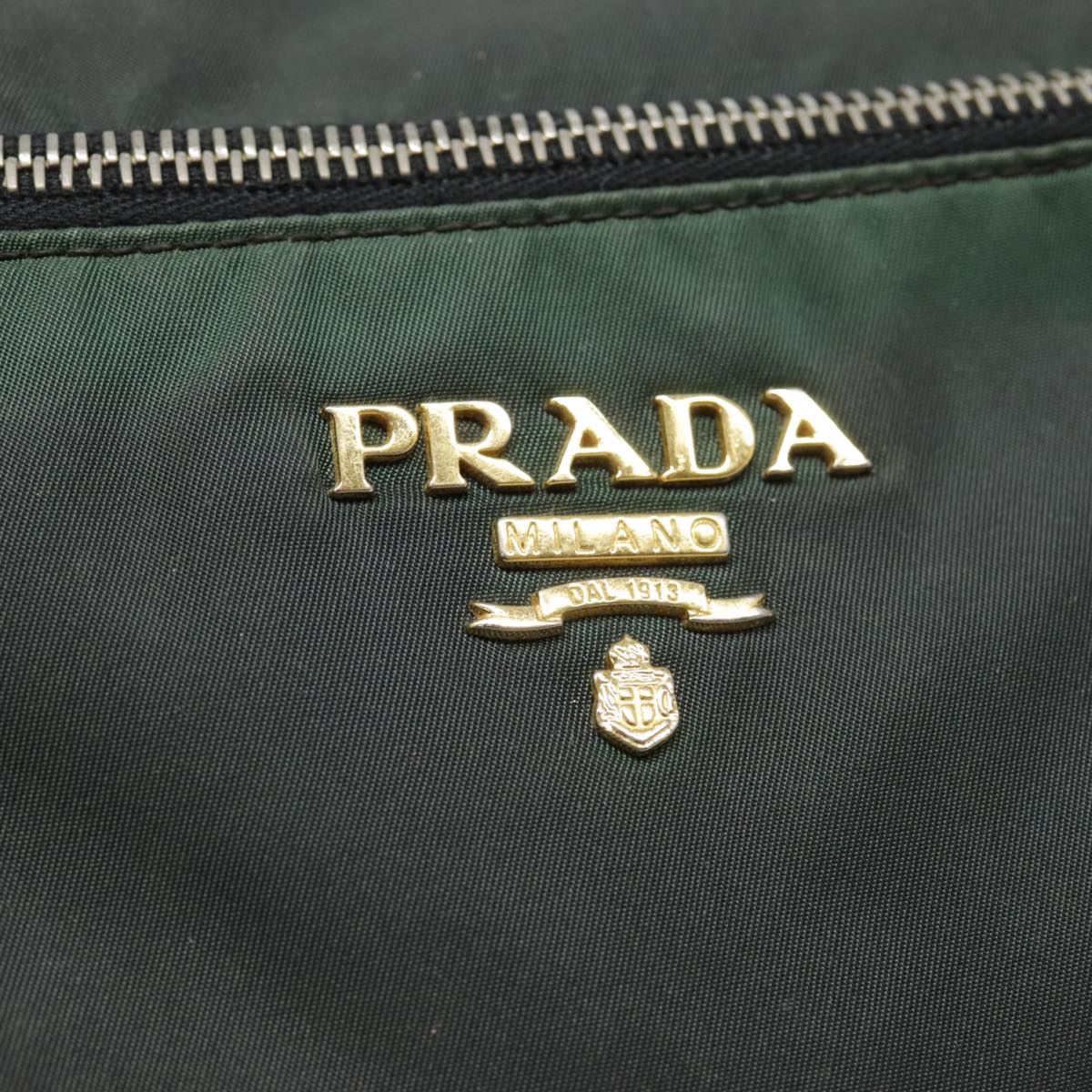 PRADA Shoulder Bag Nylon Khaki Gold Auth yk14470