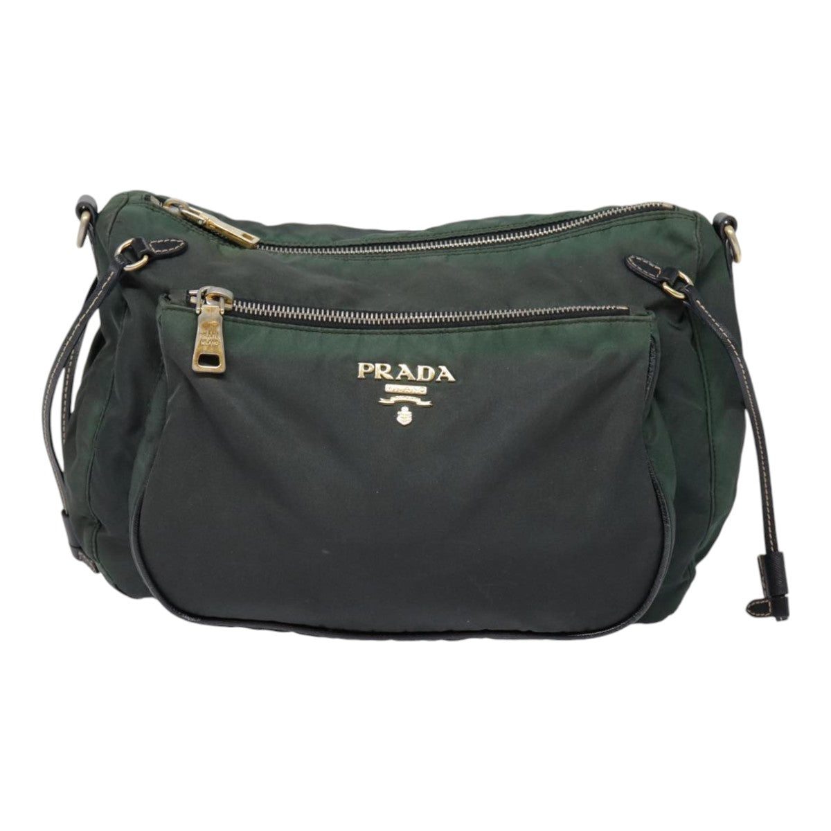 PRADA Shoulder Bag Nylon Khaki Gold Auth yk14470 - 0