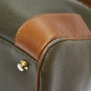 CELINE Boston Bag Leather Khaki Gold Auth yk14493-9