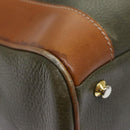 CELINE Boston Bag Leather Khaki Gold Auth yk14493-14