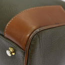 CELINE Boston Bag Leather Khaki Gold Auth yk14493-15