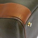 CELINE Boston Bag Leather Khaki Gold Auth yk14493-16