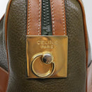 CELINE Boston Bag Leather Khaki Gold Auth yk14493-18
