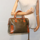 CELINE Boston Bag Leather Khaki Gold Auth yk14493-22