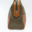 CELINE Boston Bag Leather Khaki Gold Auth yk14493-4