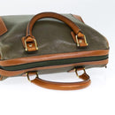 CELINE Boston Bag Leather Khaki Gold Auth yk14493-6