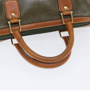 CELINE Boston Bag Leather Khaki Gold Auth yk14493-7