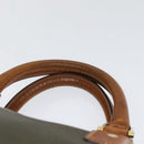 CELINE Boston Bag Leather Khaki Gold Auth yk14493-8