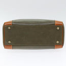 CELINE Boston Bag Leather Khaki Gold Auth yk14493-5
