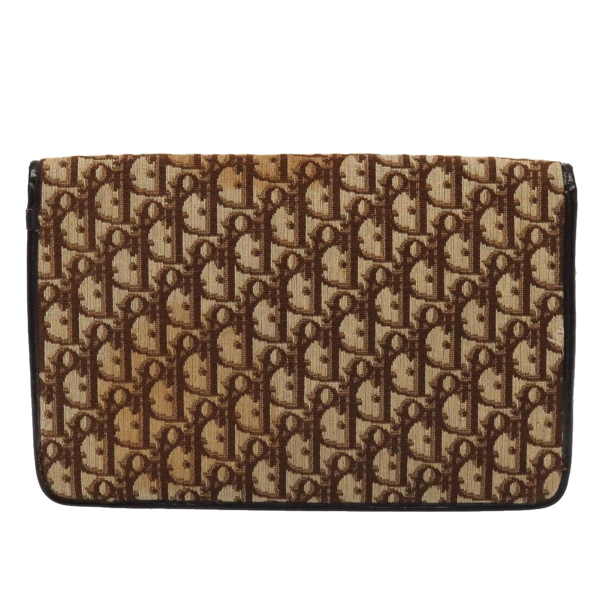 Christian Dior Trotter Canvas Clutch Bag Brown Gold Auth yk14505 - 0