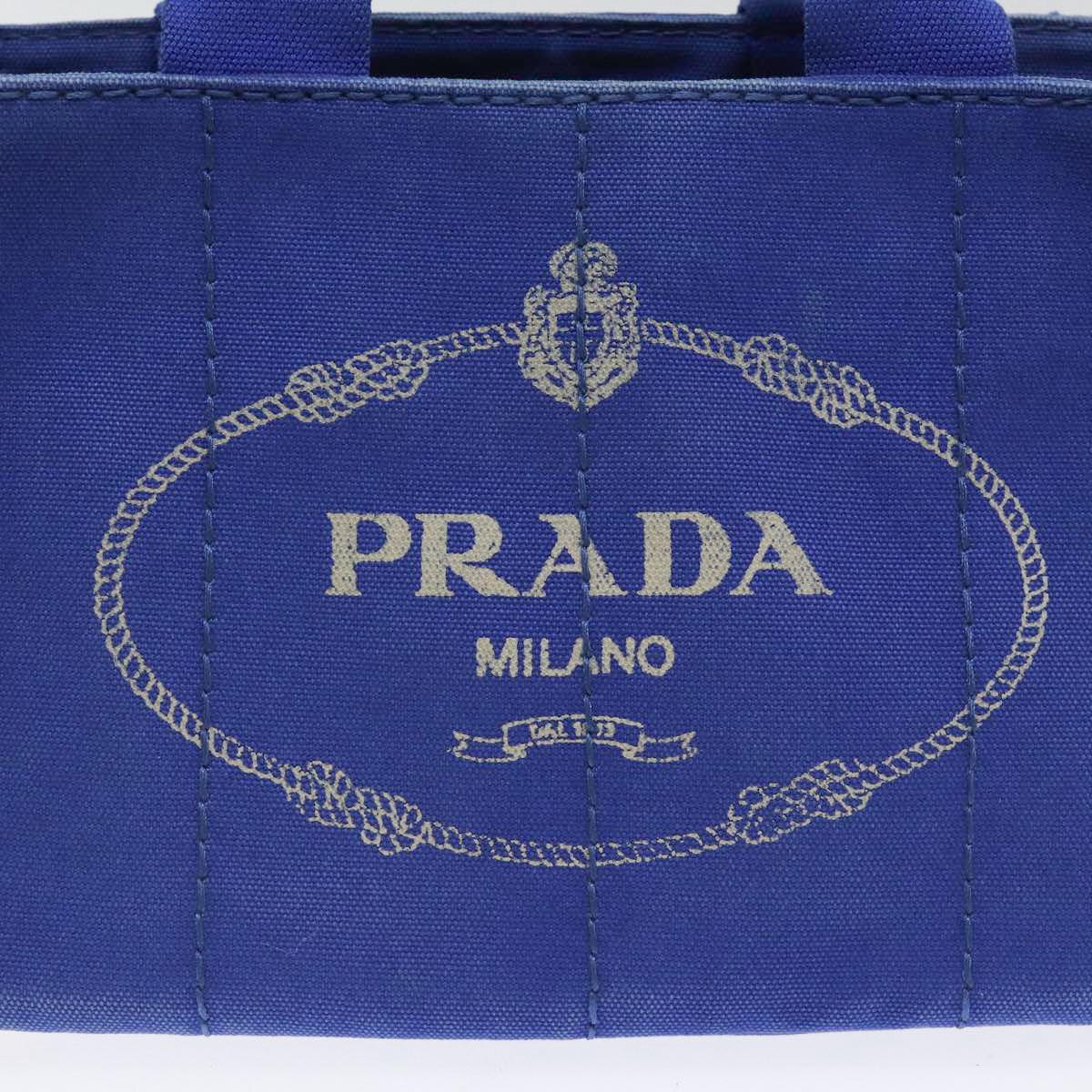 PRADA Canapa PM Hand Bag Canvas Blue Gold Auth yk14509