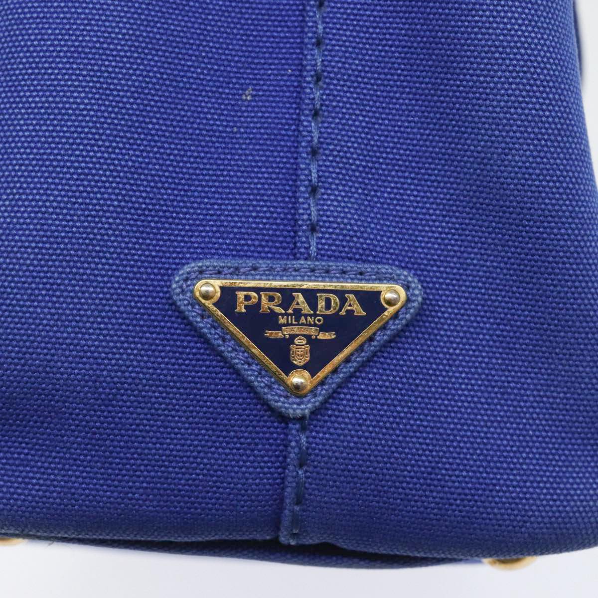 PRADA Canapa PM Hand Bag Canvas Blue Gold Auth yk14509