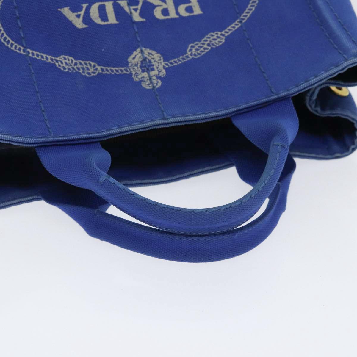 PRADA Canapa PM Hand Bag Canvas Blue Gold Auth yk14509