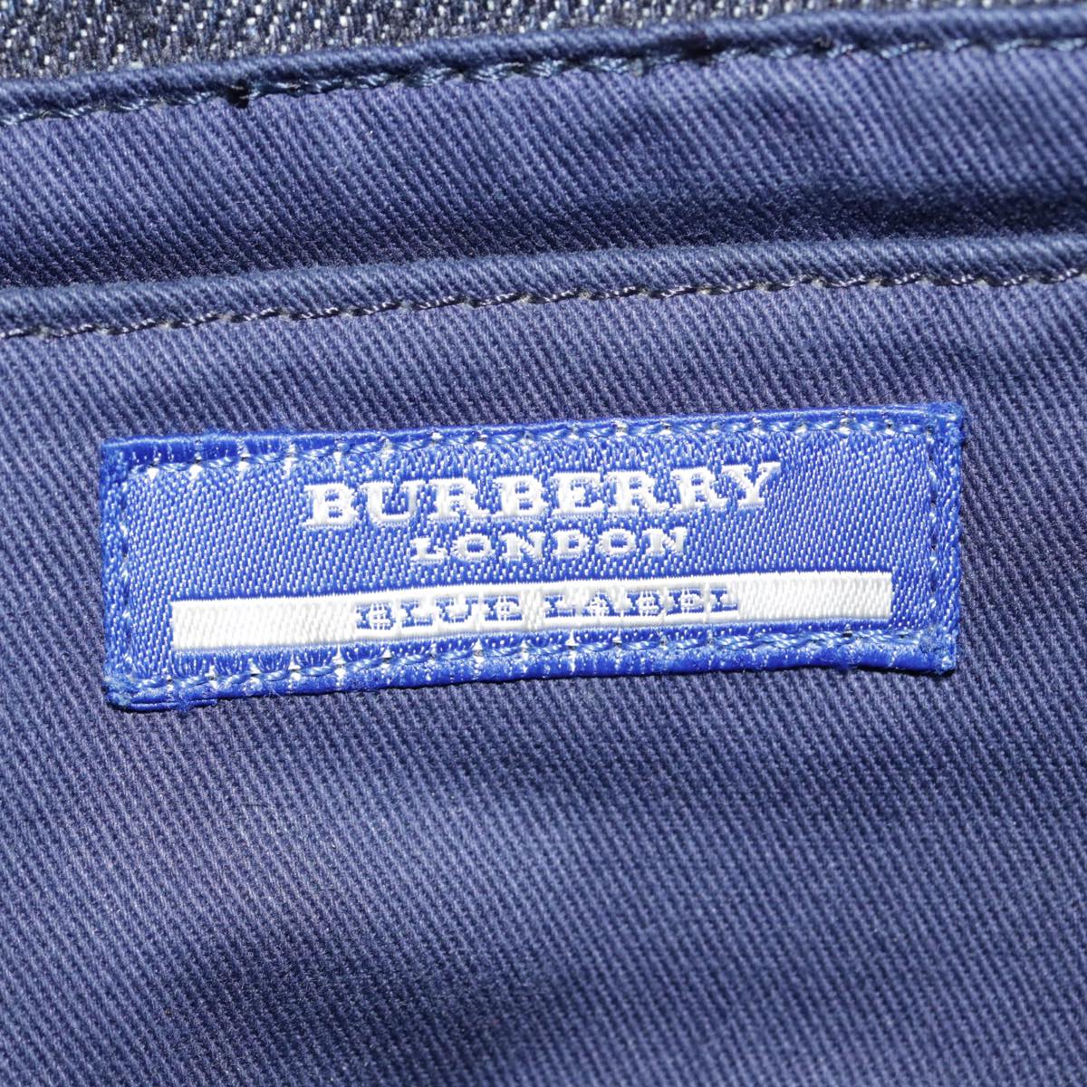 BURBERRY Blue Label Hand Bag Denim Navy Silver Auth yk14518