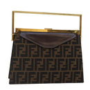 FENDI Zucca Canvas Handtasche Gold Schwarz Braun Auth yk14520A-1