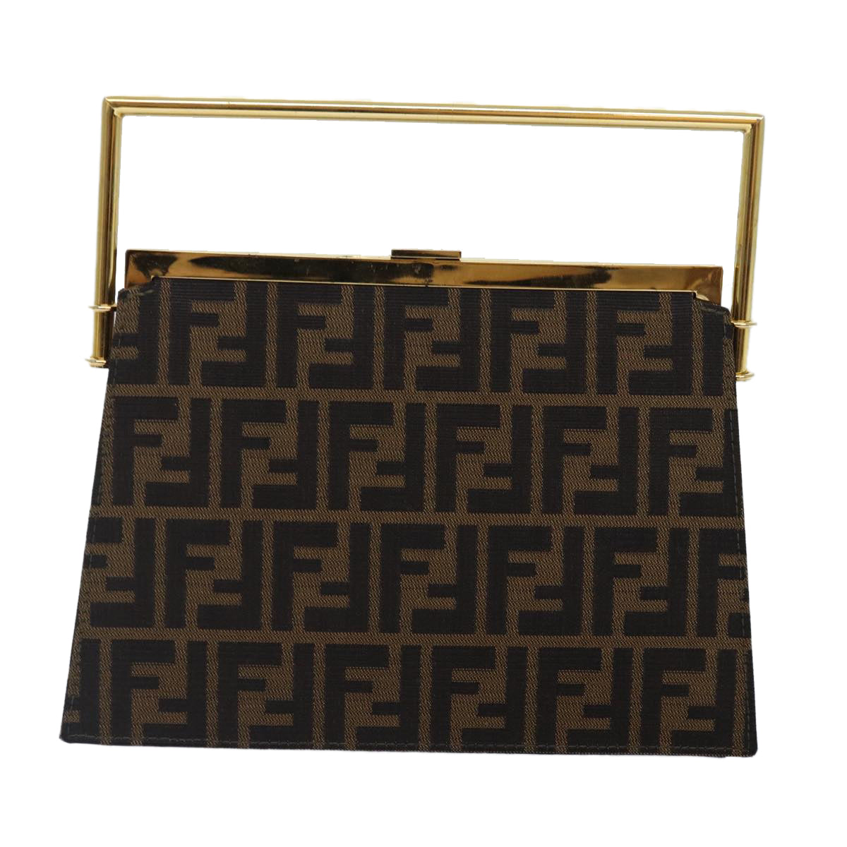 FENDI Zucca Canvas Hand Bag Gold Black Brown Auth yk14520A - 0