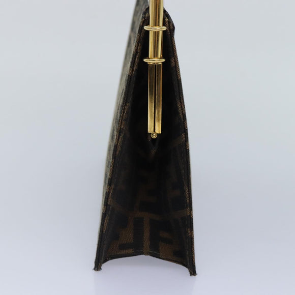 FENDI Zucca Canvas Handtasche Gold Schwarz Braun Auth yk14520A