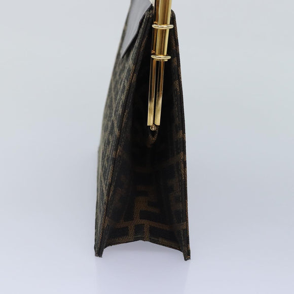 FENDI Zucca Canvas Handtasche Gold Schwarz Braun Auth yk14520A
