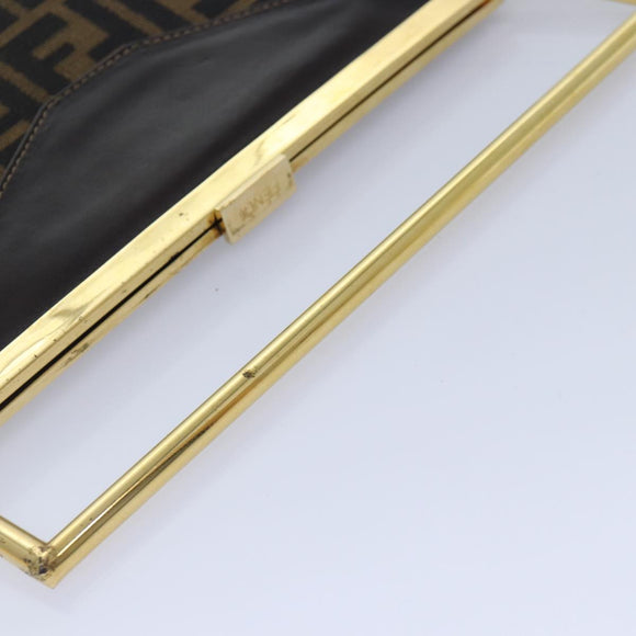 FENDI Zucca Canvas Handtasche Gold Schwarz Braun Auth yk14520A
