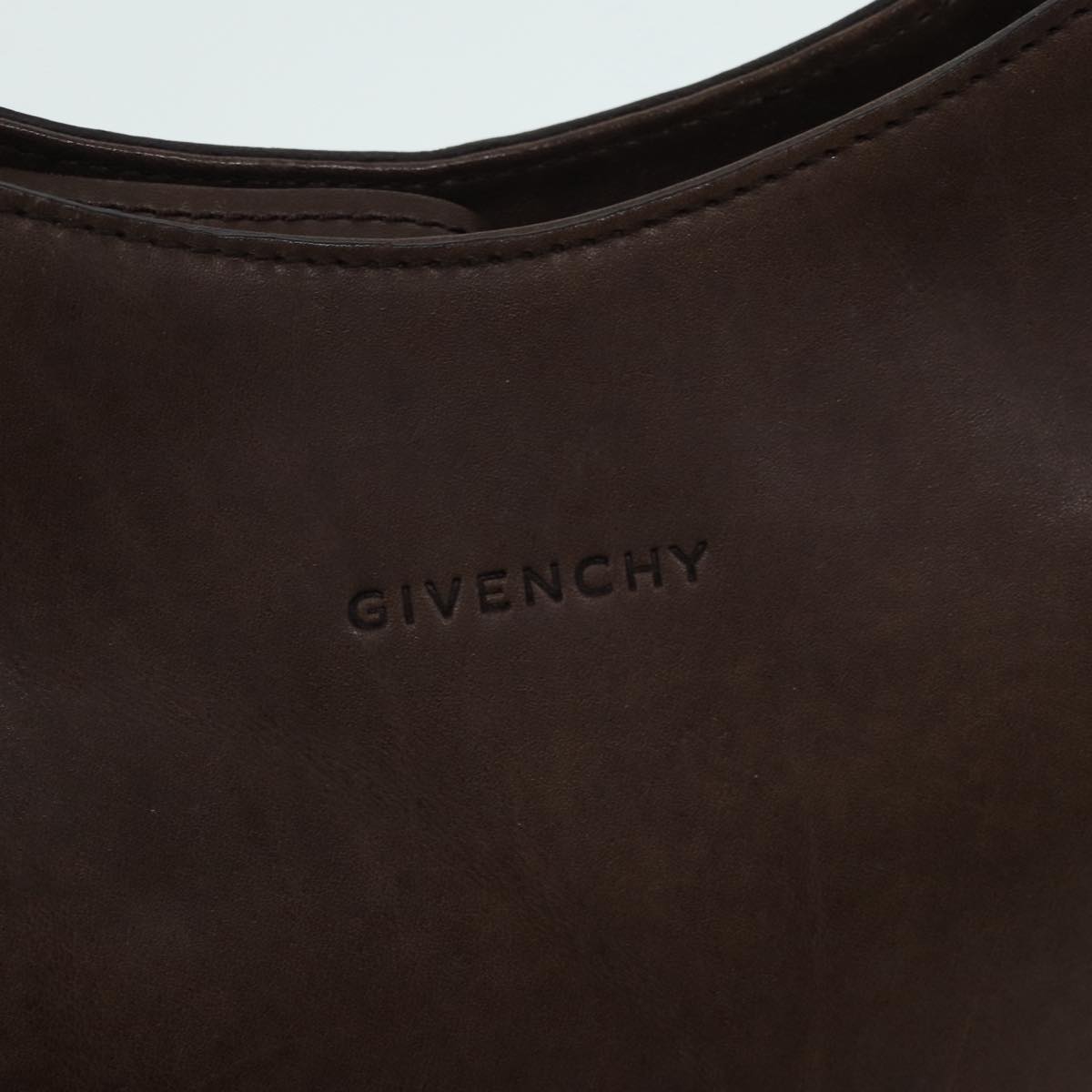 GIVENCHY Shoulder Bag Leather Brown Silver Auth yk14533