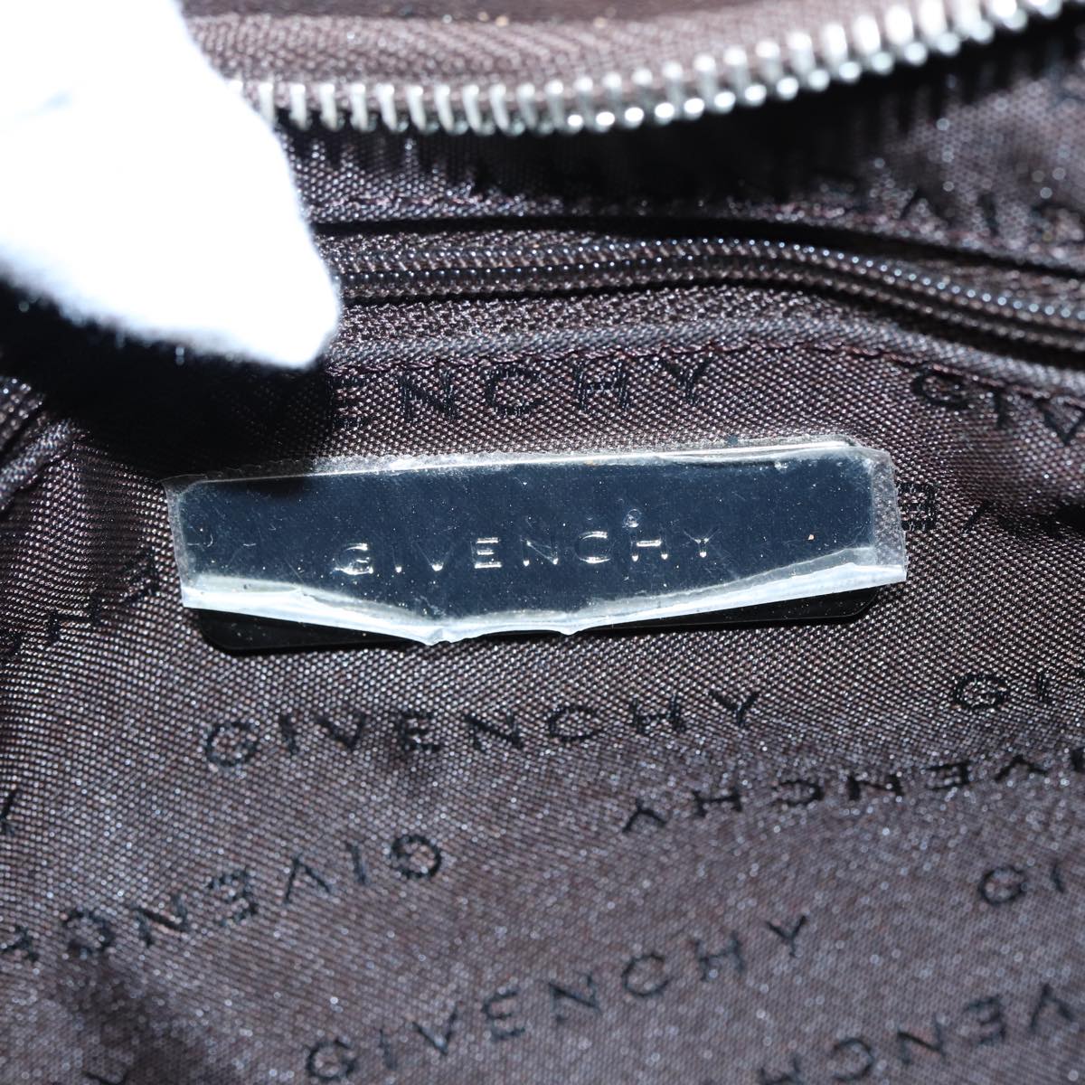 GIVENCHY Shoulder Bag Leather Brown Silver Auth yk14533