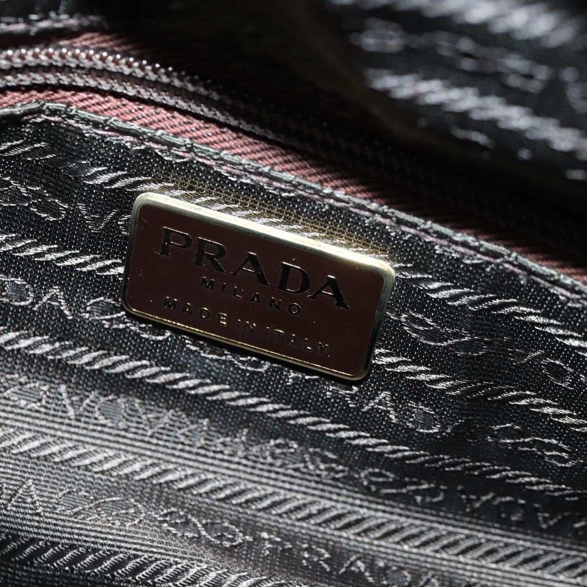 PRADA Hand Bag Velor Khaki Silver Auth yk14537