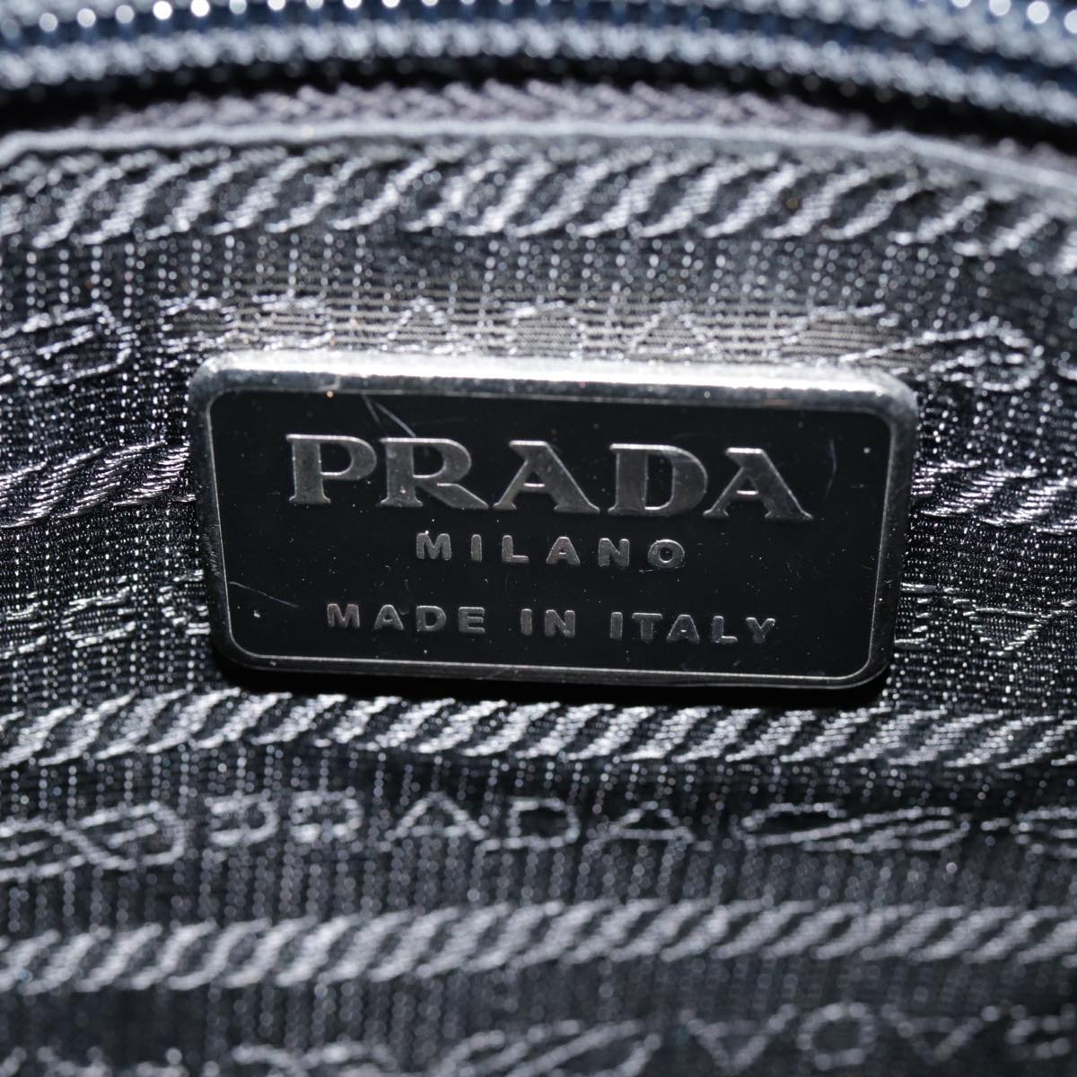 PRADA Hand Bag Leather Black Silver Auth yk14538