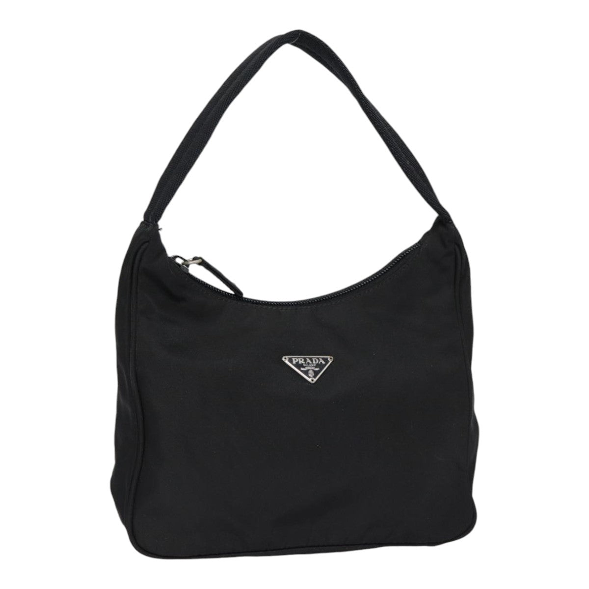 PRADA Mini Hand Bag Nylon Black Silver Auth yk14543