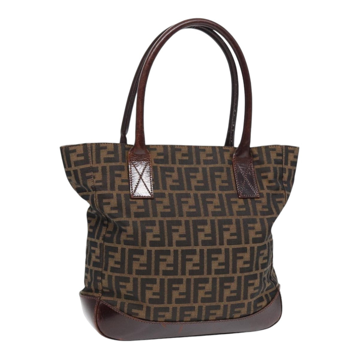 FENDI Zucca Canvas Tote Bag Brown Black Auth yk14553