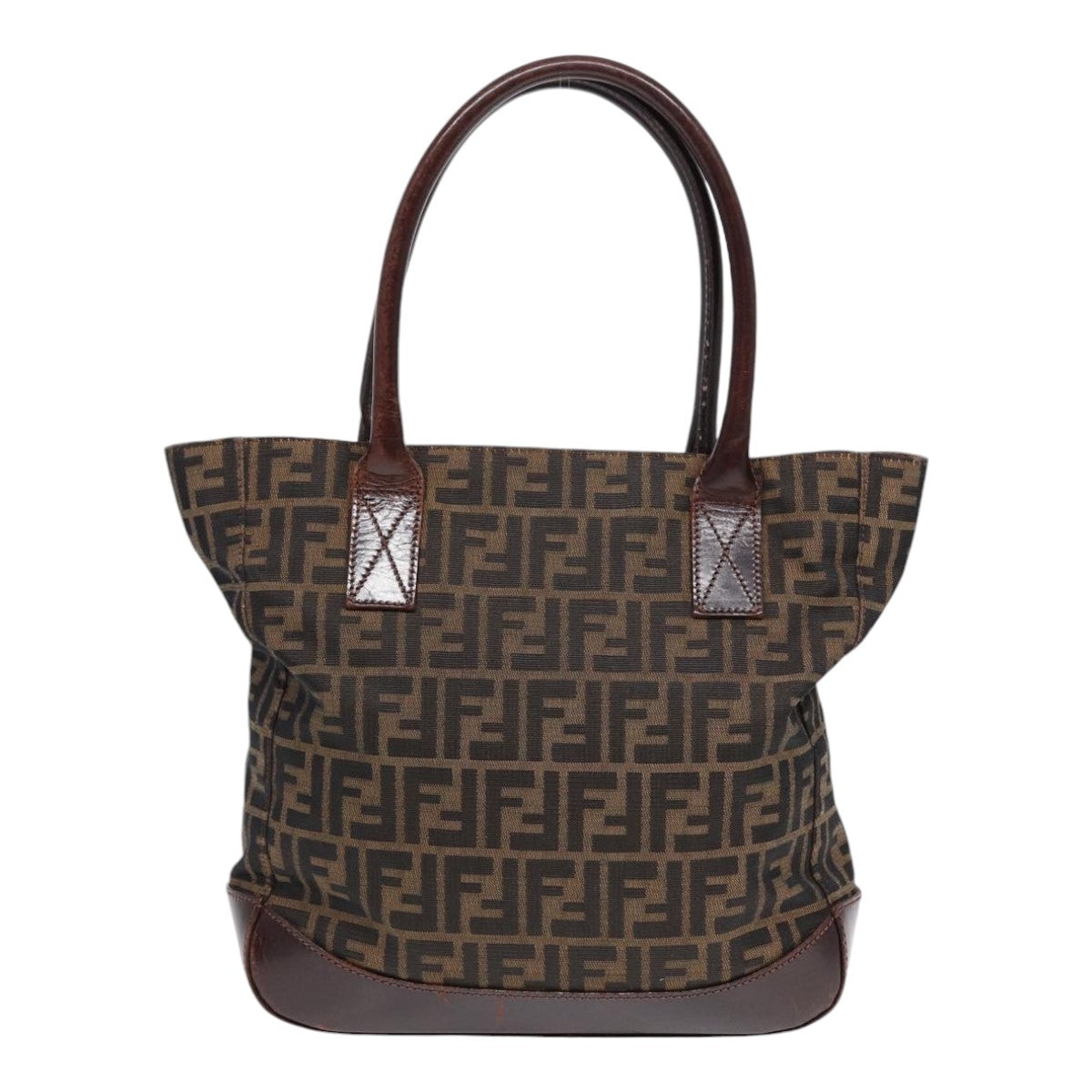 FENDI Zucca Canvas Tote Bag Brown Black Auth yk14553 - 0