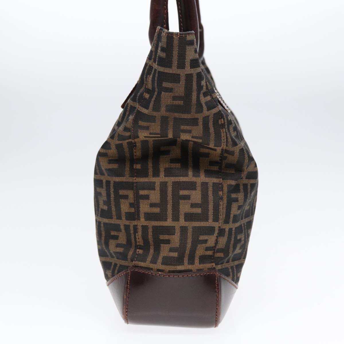 FENDI Zucca Canvas Tote Bag Brown Black Auth yk14553