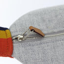 HERMES Brid A Black Hand Bag Wool Gray Silver Auth yk14563A-14