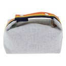 HERMES Brid A Black Hand Bag Wool Gray Silver Auth yk14563A-3