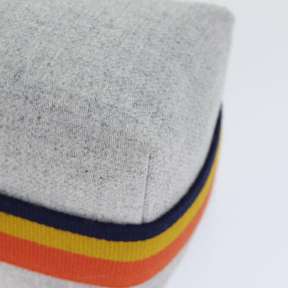 HERMES Brid A Black Hand Bag Wool Gray Silver Auth yk14563A