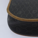 Christian Dior Honeycomb Canvas Shoulder Bag PVC Leather Black Gold Auth yk14590-16