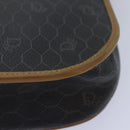 Christian Dior Honeycomb Canvas Shoulder Bag PVC Leather Black Gold Auth yk14590-9