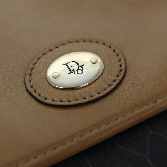 Christian Dior Honeycomb Canvas Shoulder Bag PVC Leather Black Gold Auth yk14590