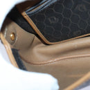 Christian Dior Honeycomb Canvas Shoulder Bag PVC Leather Black Gold Auth yk14590-20