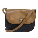 Christian Dior Honeycomb Canvas Shoulder Bag PVC Leather Black Gold Auth yk14590-1