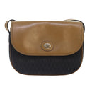 Christian Dior Honeycomb Canvas Shoulder Bag PVC Leather Black Gold Auth yk14590-13